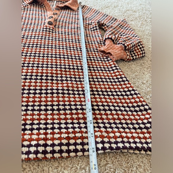 Free People Orange/Purple Chenille Knit Houndstooth Checkered Patterned Dress XS - Picture 14 of 15